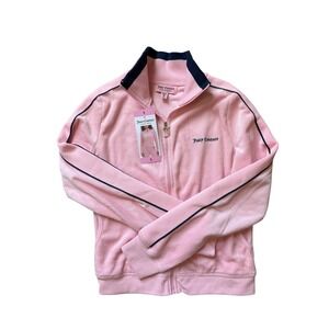 Juicy Couture Pink Velour Track Jacket NWT Juicy Anyone Pickleball Heart Small